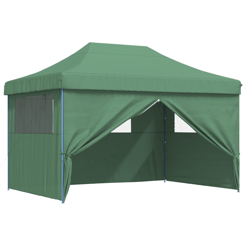 Tente de fête pop-up pliable avec 4 panneaux latéraux vert