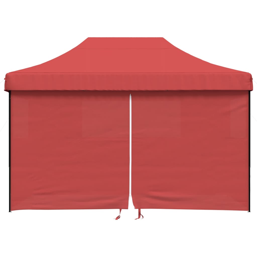 Tente de fête pop-up pliable avec 4 panneaux latéraux rouge bordeaux
