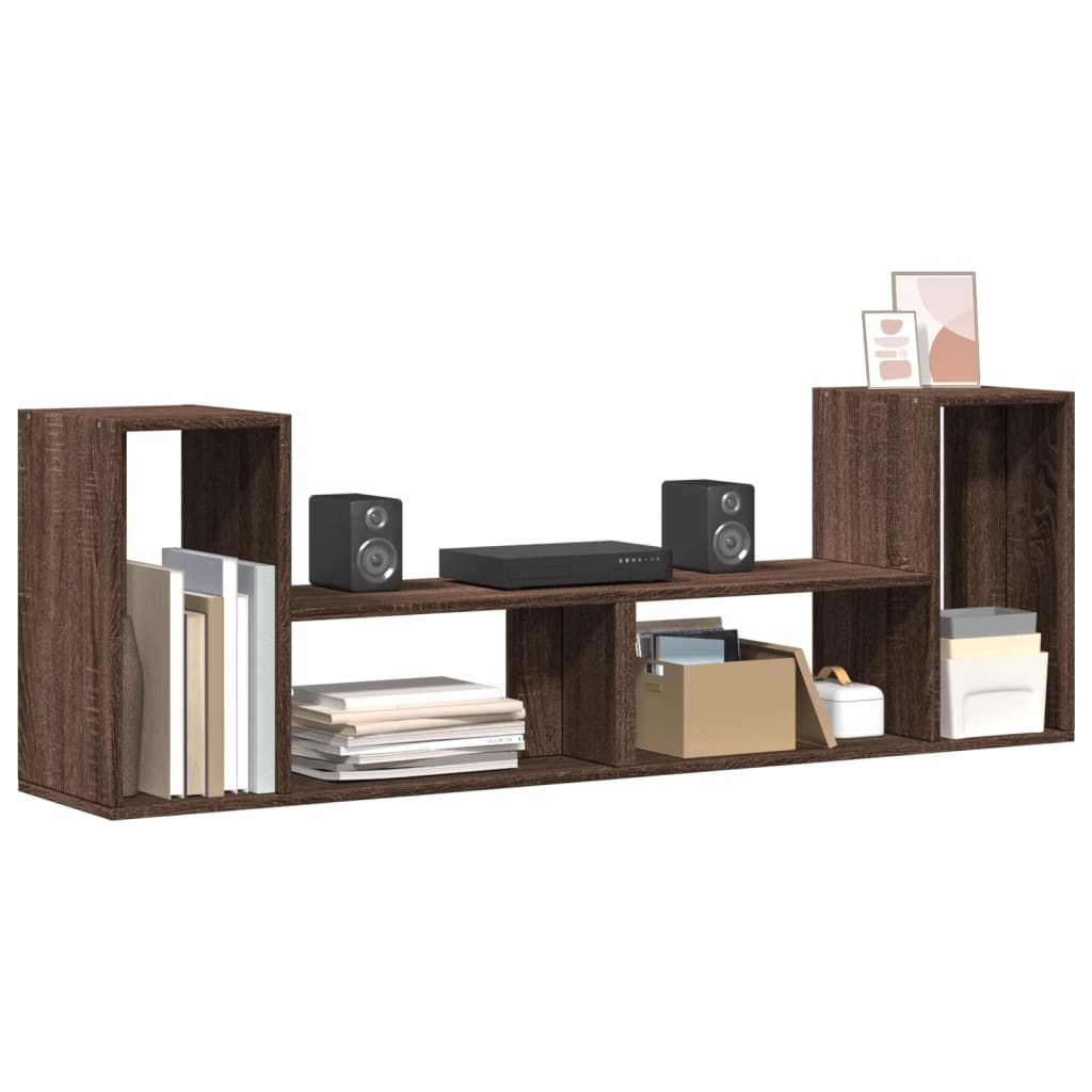 Meubles TV 2 pièces aspect chêne brun 75x30x50 cm matériau bois