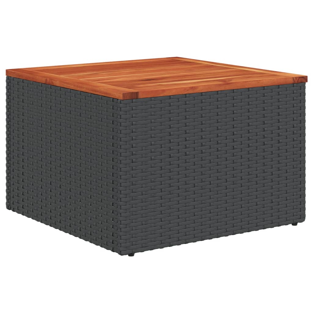9-teiliges Gartensofa-Set mit Kissen, schwarzes Polyrattan