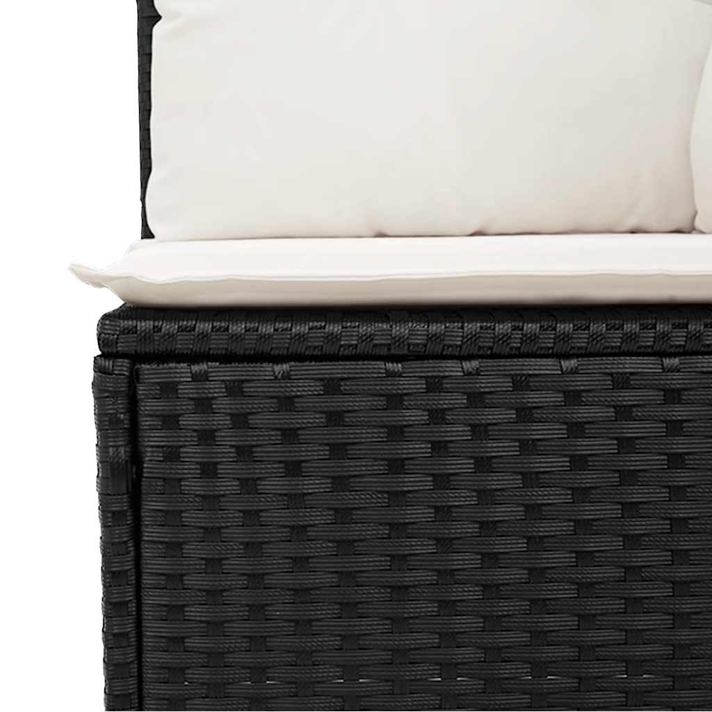 8-piece garden sofa set with cushions, black poly rattan