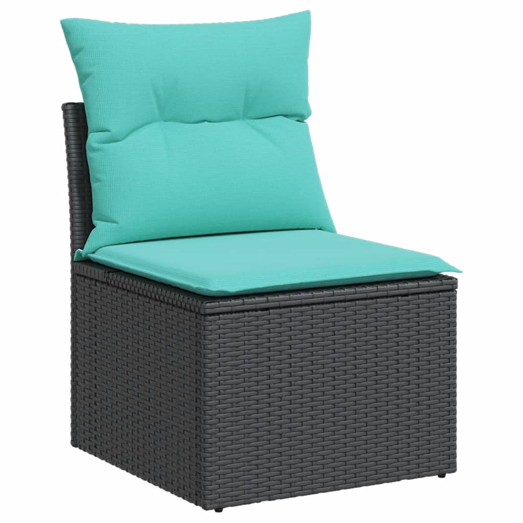 5-tlg. Garten-Sofagarnitur mit Kissen Schwarz Poly Rattan