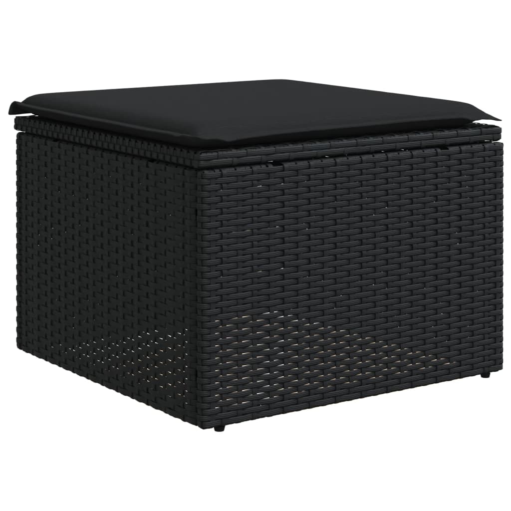 8-piece garden sofa set with cushions, black poly rattan