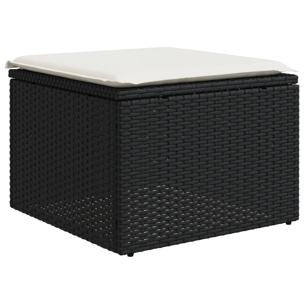 8-piece garden sofa set with cushions, black poly rattan