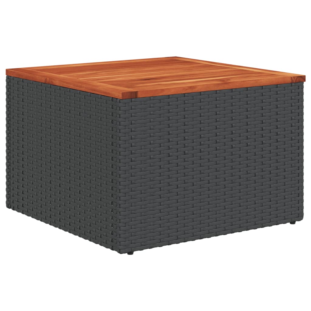 9-teiliges Gartensofa-Set mit Kissen, schwarzes Polyrattan
