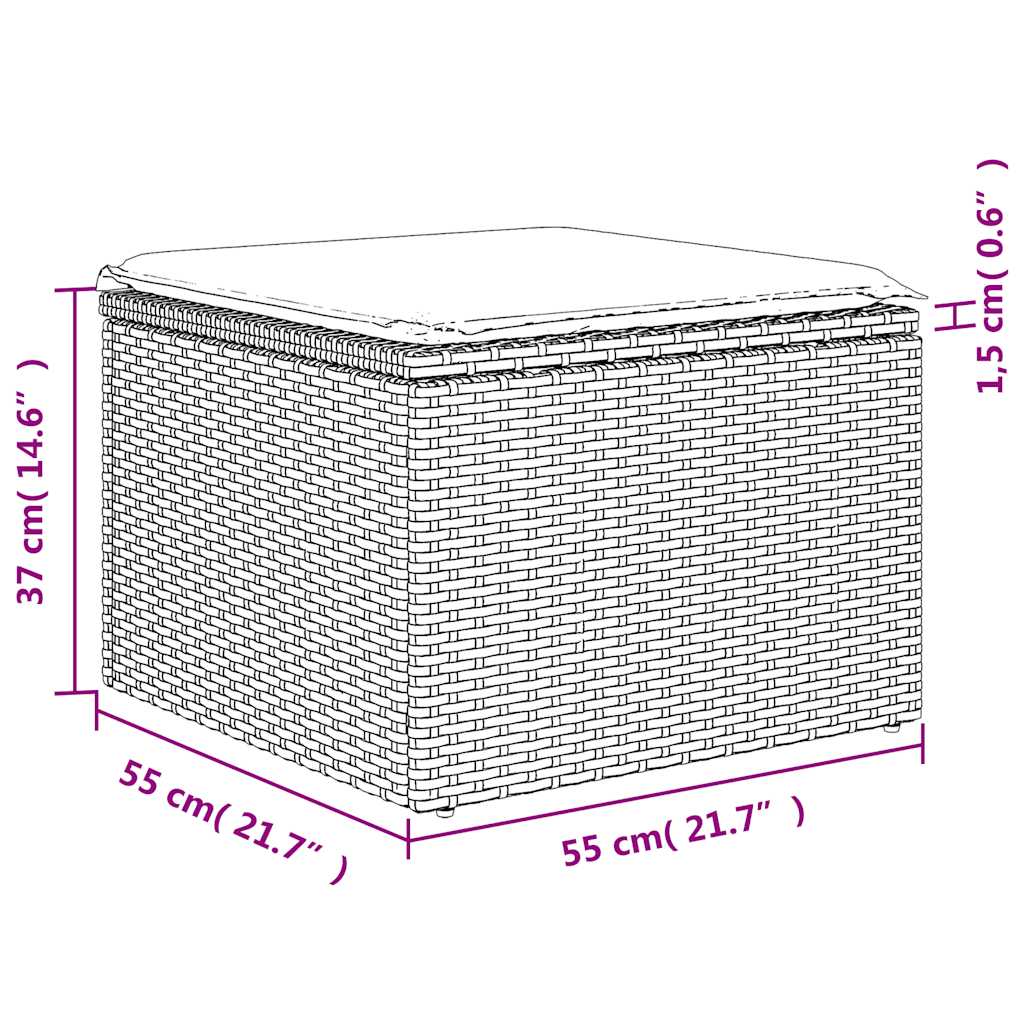 9-teiliges Gartensofa-Set mit Kissen, schwarzes Polyrattan