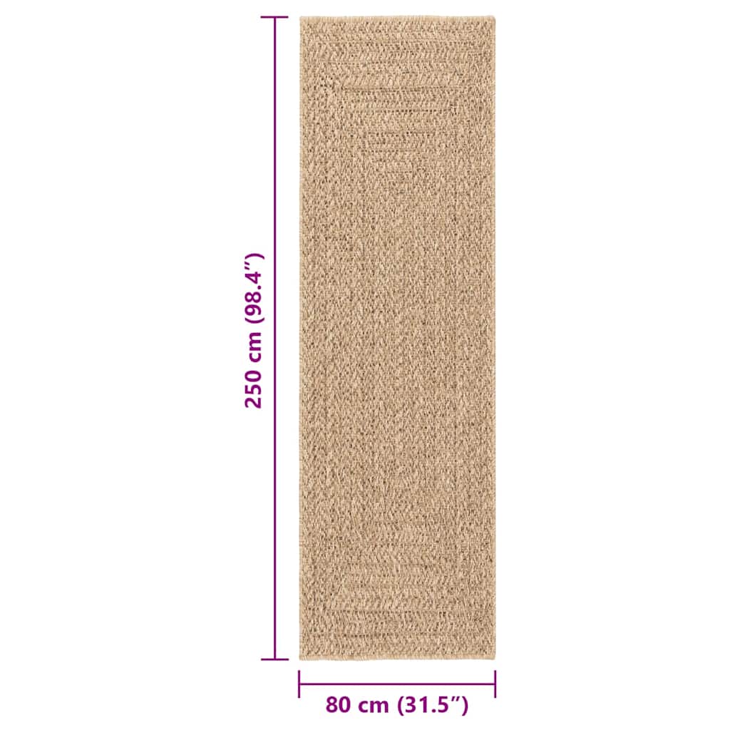 Tapis ZIZUR 80x250 cm aspect jute intérieur et extérieur