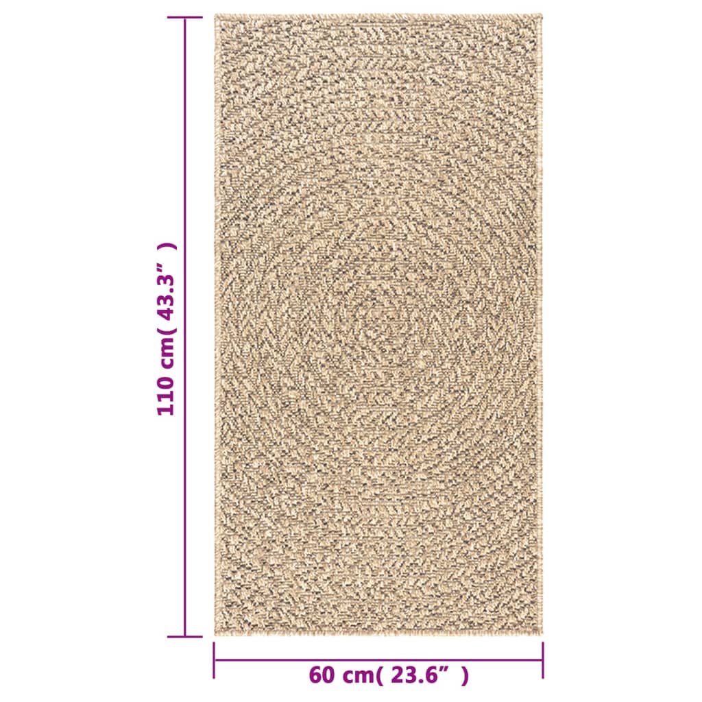 Tapis ZIZUR 60x110 cm aspect jute intérieur et extérieur