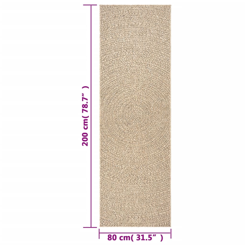 Tapis ZIZUR 80x200 cm aspect jute intérieur et extérieur