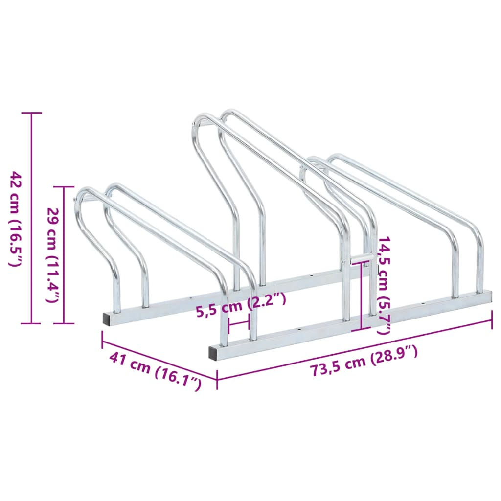 Support à vélo pour 3 vélos Autoportant Acier galvanisé