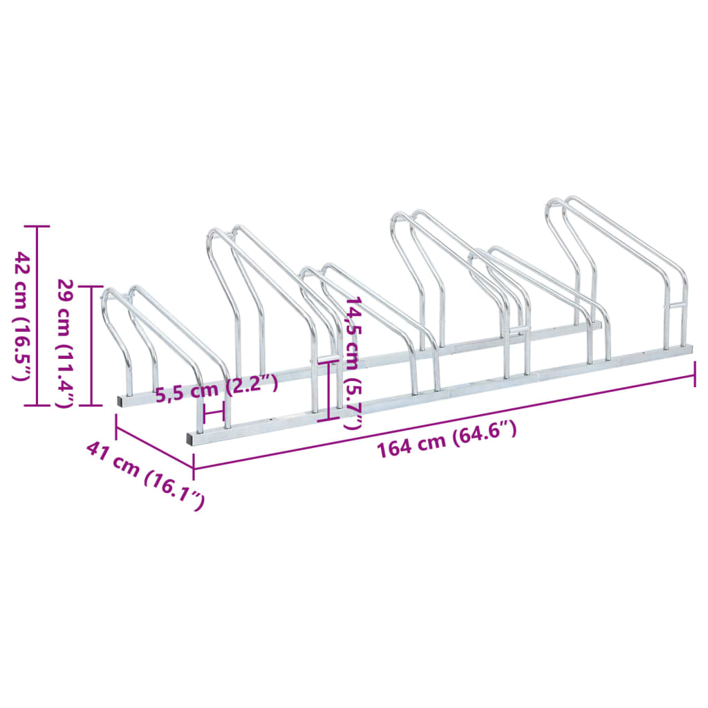 Support à vélo pour 6 vélos Autoportant Acier galvanisé