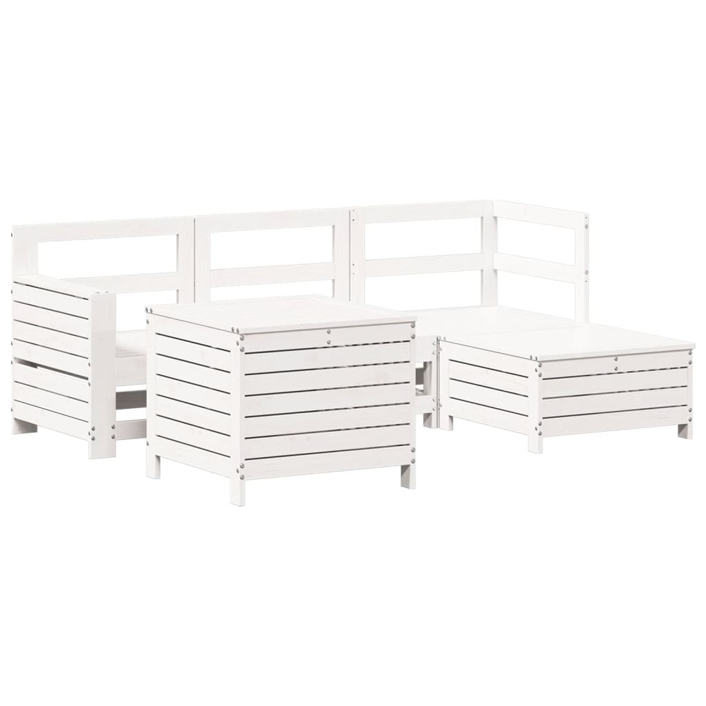 5-piece garden sofa set white solid pine