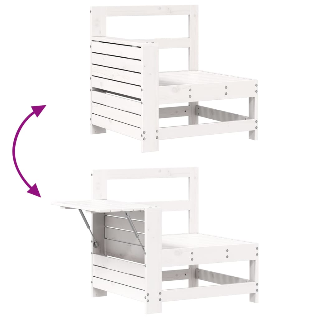 5-piece garden sofa set white solid pine