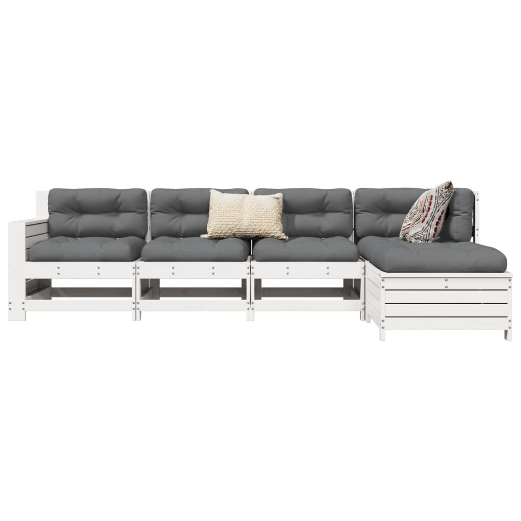 5-piece garden sofa set white solid pine