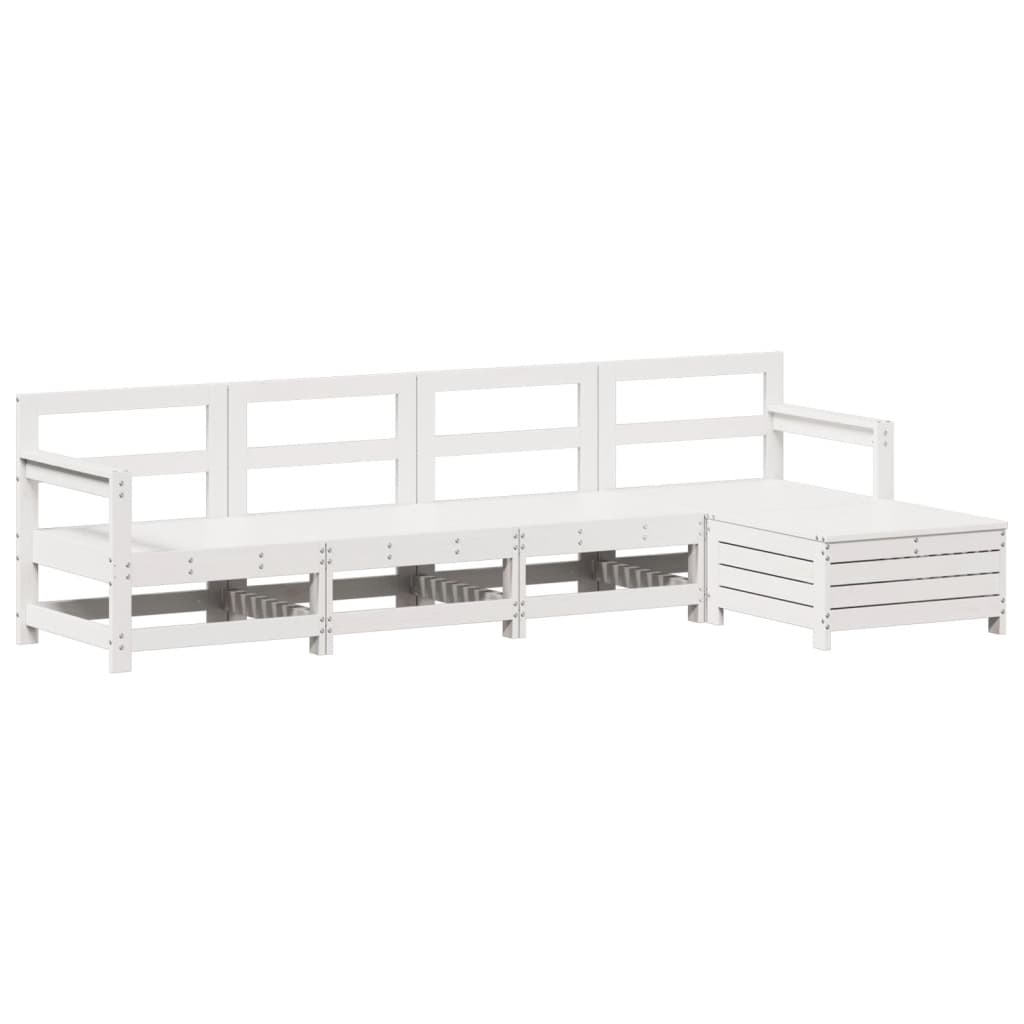 5-piece garden sofa set white solid pine