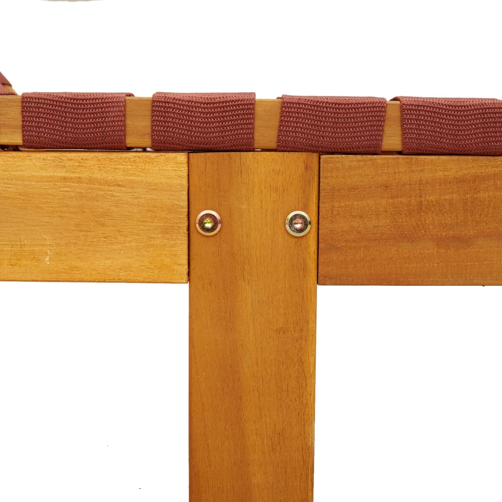 Chaises longues, lot de 2, en bois d'acacia massif rouge et tissu