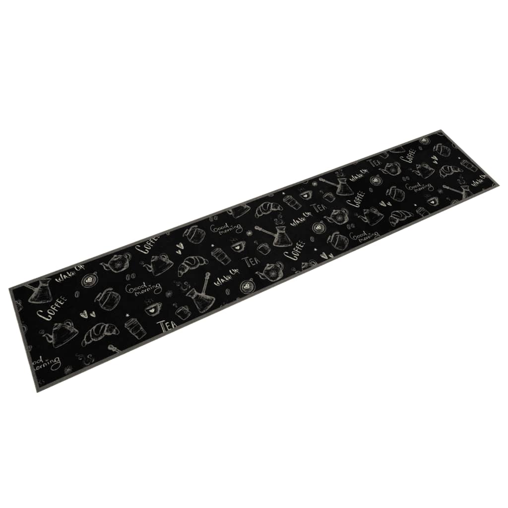 Tapis de Cuisine Lavable Matin Noir 60x300 cm Velours