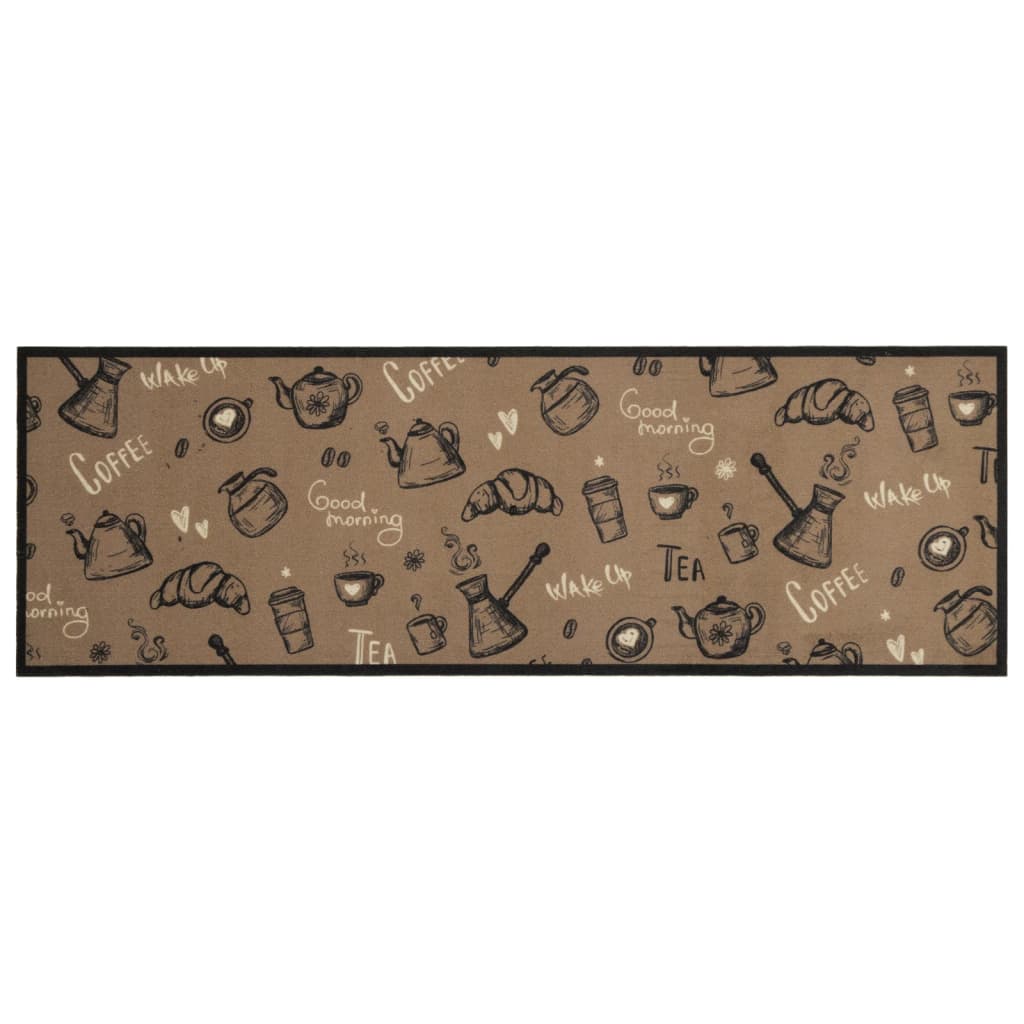 Tapis de Cuisine Lavable Matin Marron 60x180 cm Velours