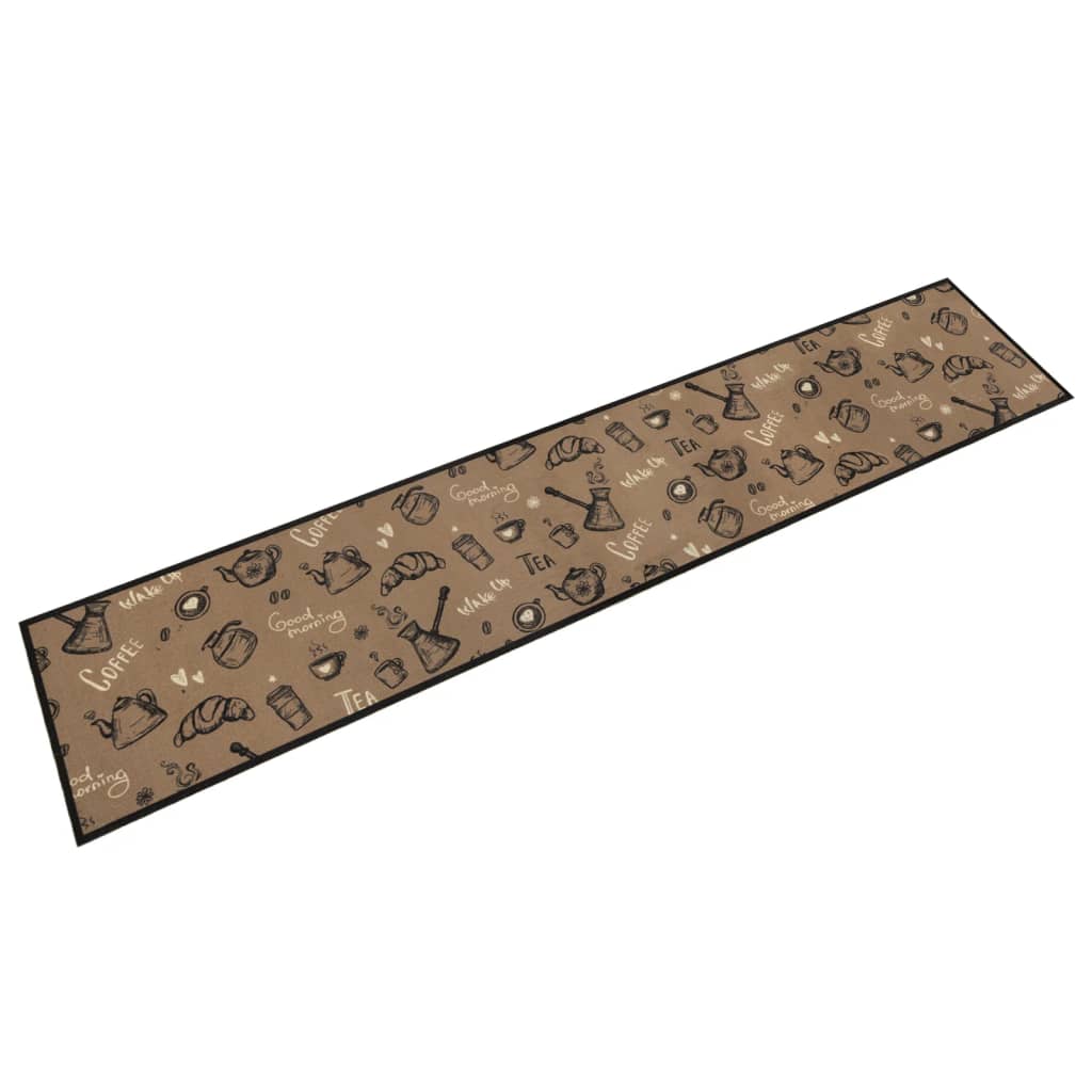 Tapis de Cuisine Lavable Matin Marron 60x300 cm Velours