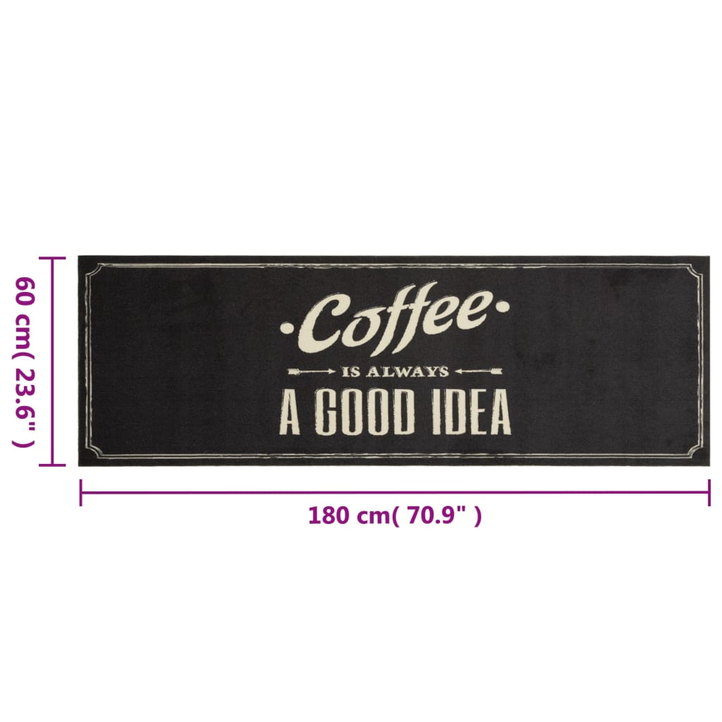 Tapis de cuisine lavable café 60x180 cm velours
