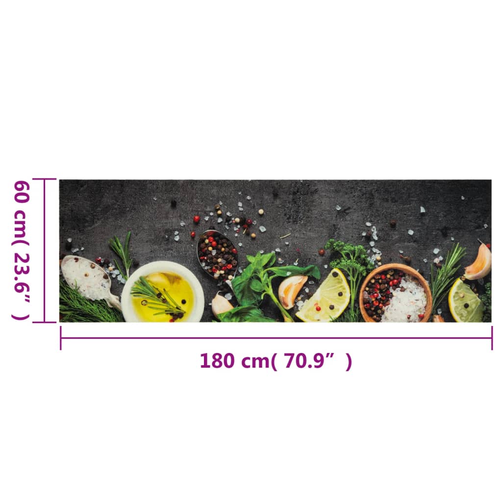 Tapis de cuisine lavable épices 60x180 cm velours