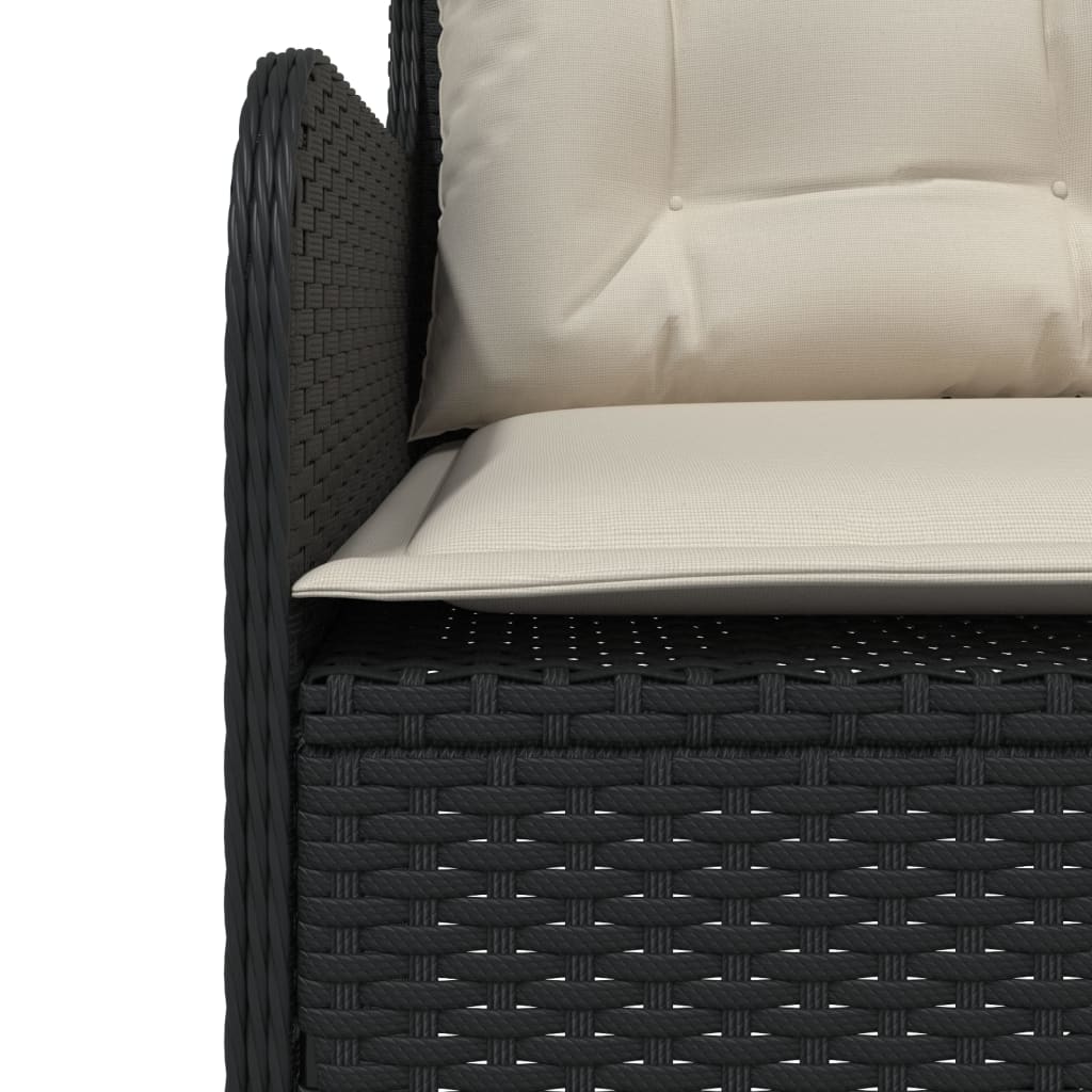 Garden Sofa in L-Shape with Cushions Black Poly Rattan