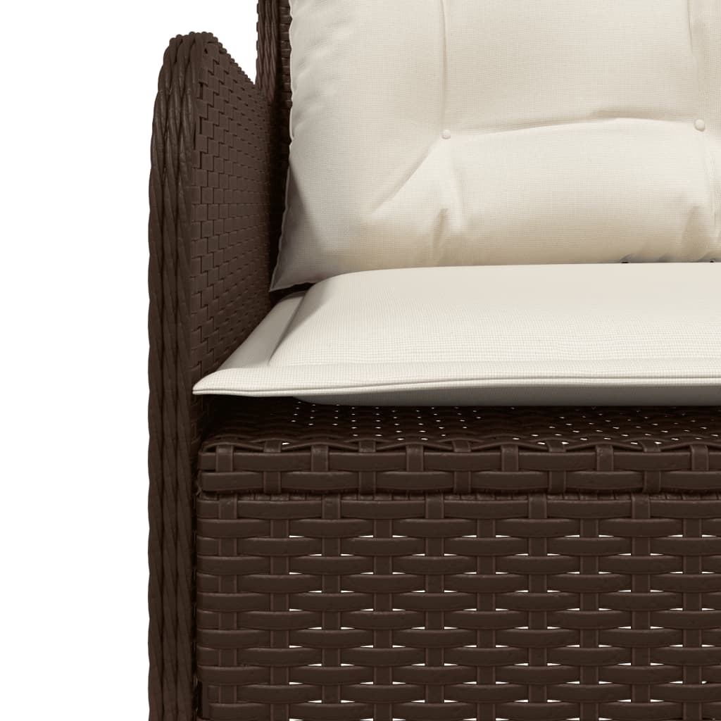 Garden Sofa in L-Shape with Cushions Brown Poly Rattan
