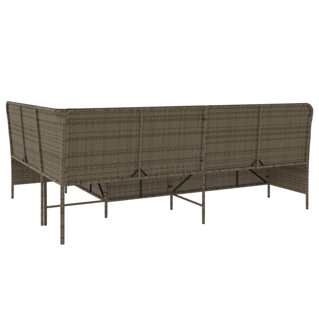 Garden Sofa in L-Shape with Cushions Grey Poly Rattan