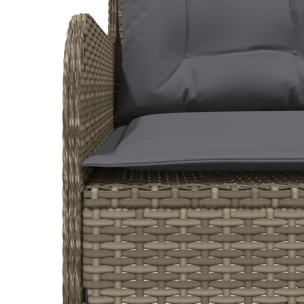 Garden Sofa in L-Shape with Cushions Grey Poly Rattan