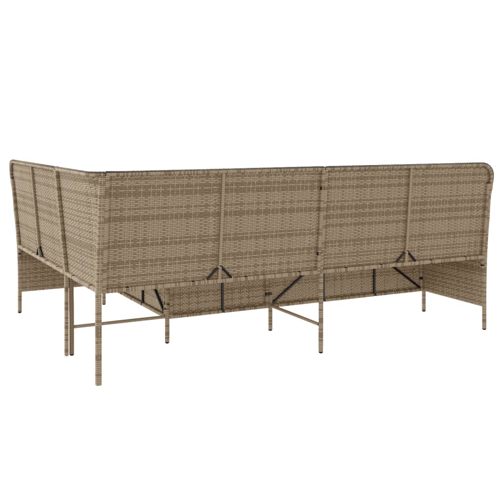 L-shaped garden sofa with cushions beige poly rattan