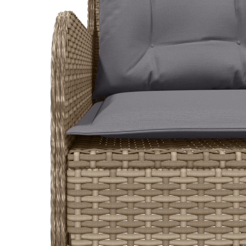 L-shaped garden sofa with cushions beige poly rattan