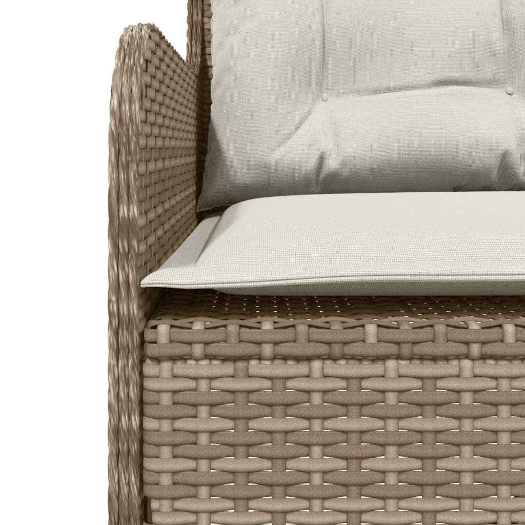 L-shaped garden sofa with cushions beige poly rattan