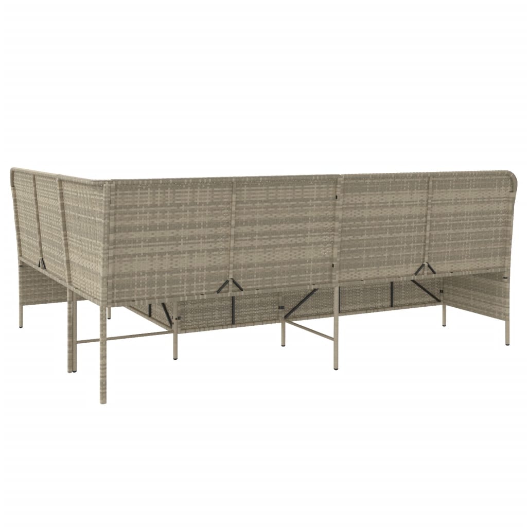 L-shaped garden sofa with cushions light grey poly rattan