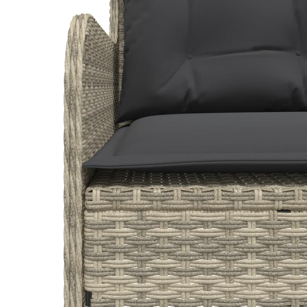 L-shaped garden sofa with cushions light grey poly rattan
