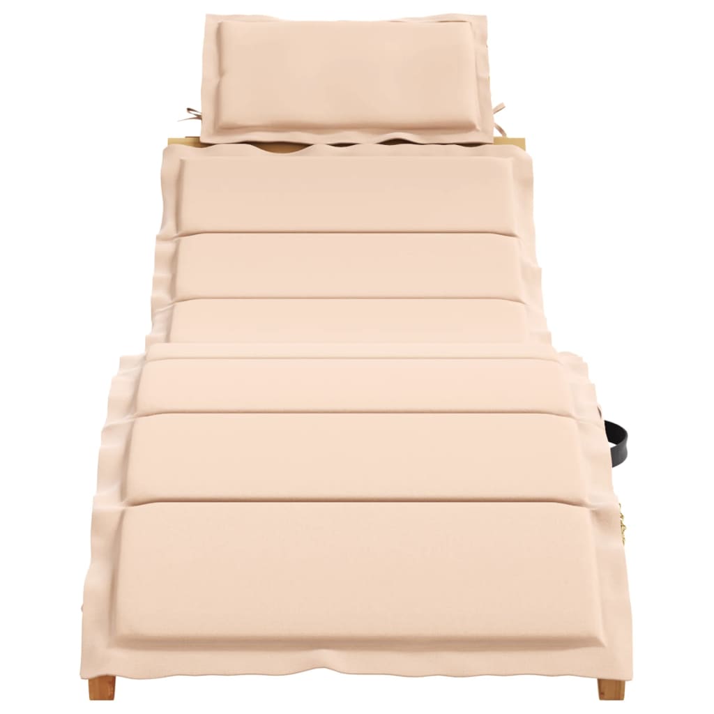 Chaises longues avec coussins, lot de 2, en bois d'acacia massif beige
