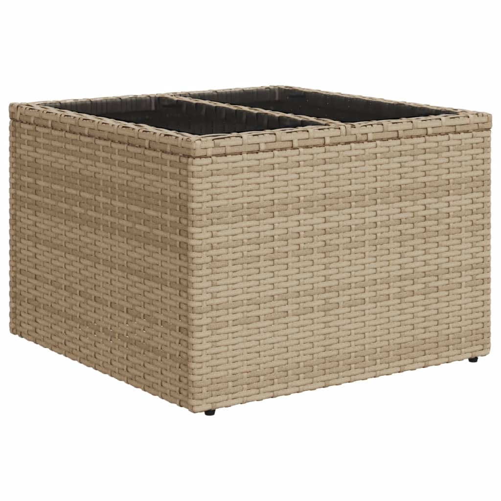 10-piece garden sofa set with cushions, beige poly rattan