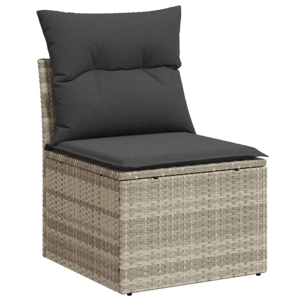 9-teiliges Gartensofa-Set mit Kissen, grau, Polyrattan