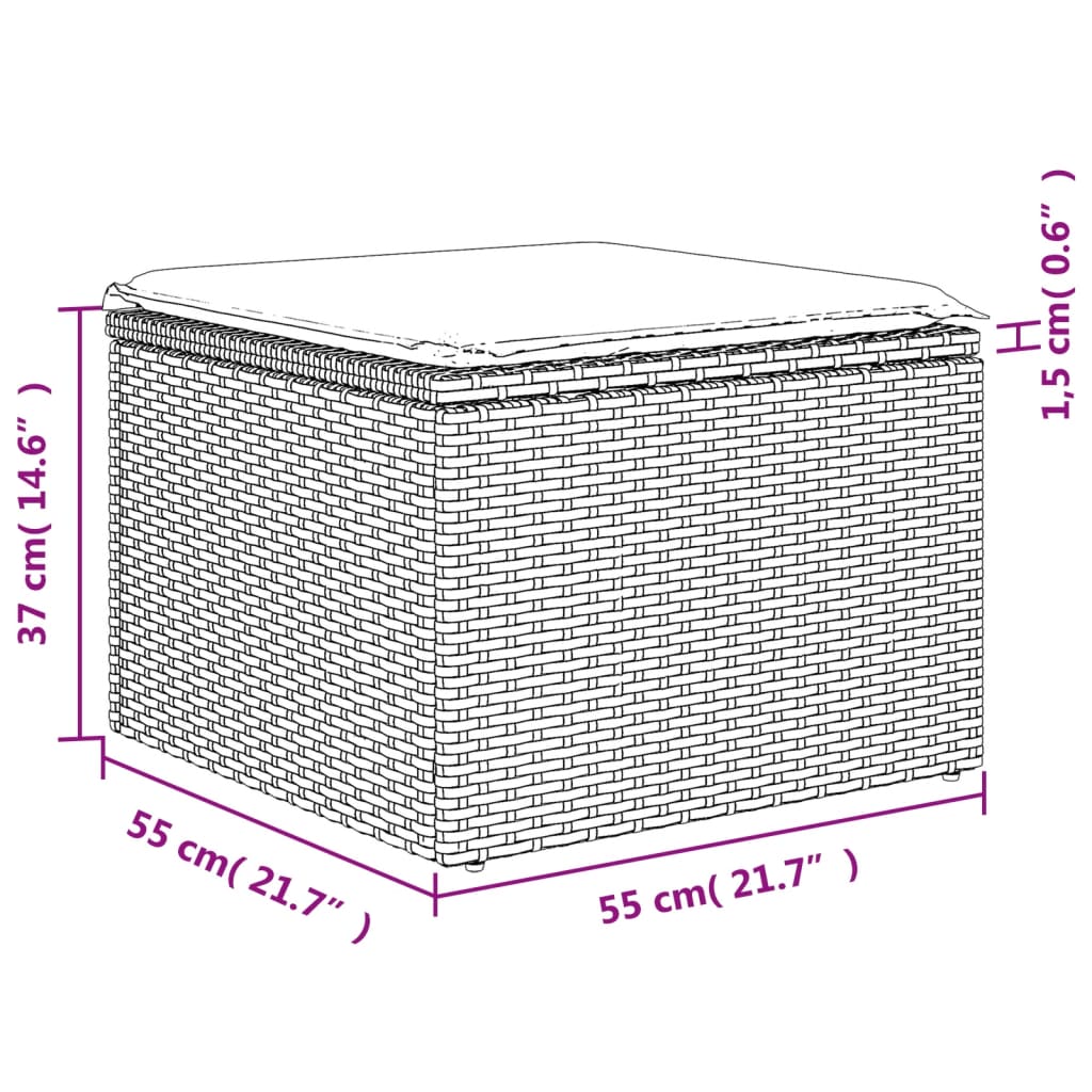 7-teiliges Gartensofa-Set mit Kissen, grau, Polyrattan