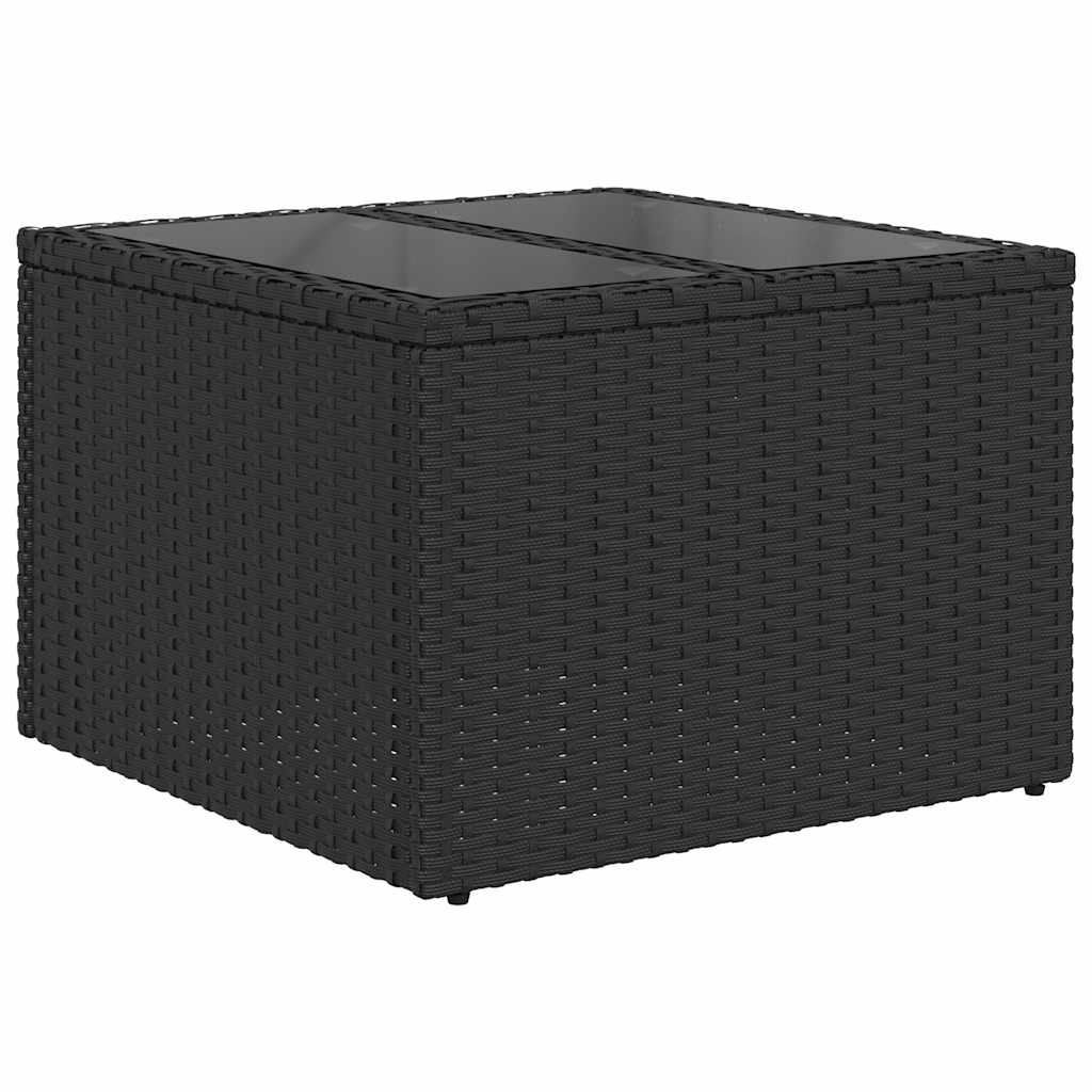 9-teiliges Gartensofa-Set mit Kissen, schwarzes Polyrattan