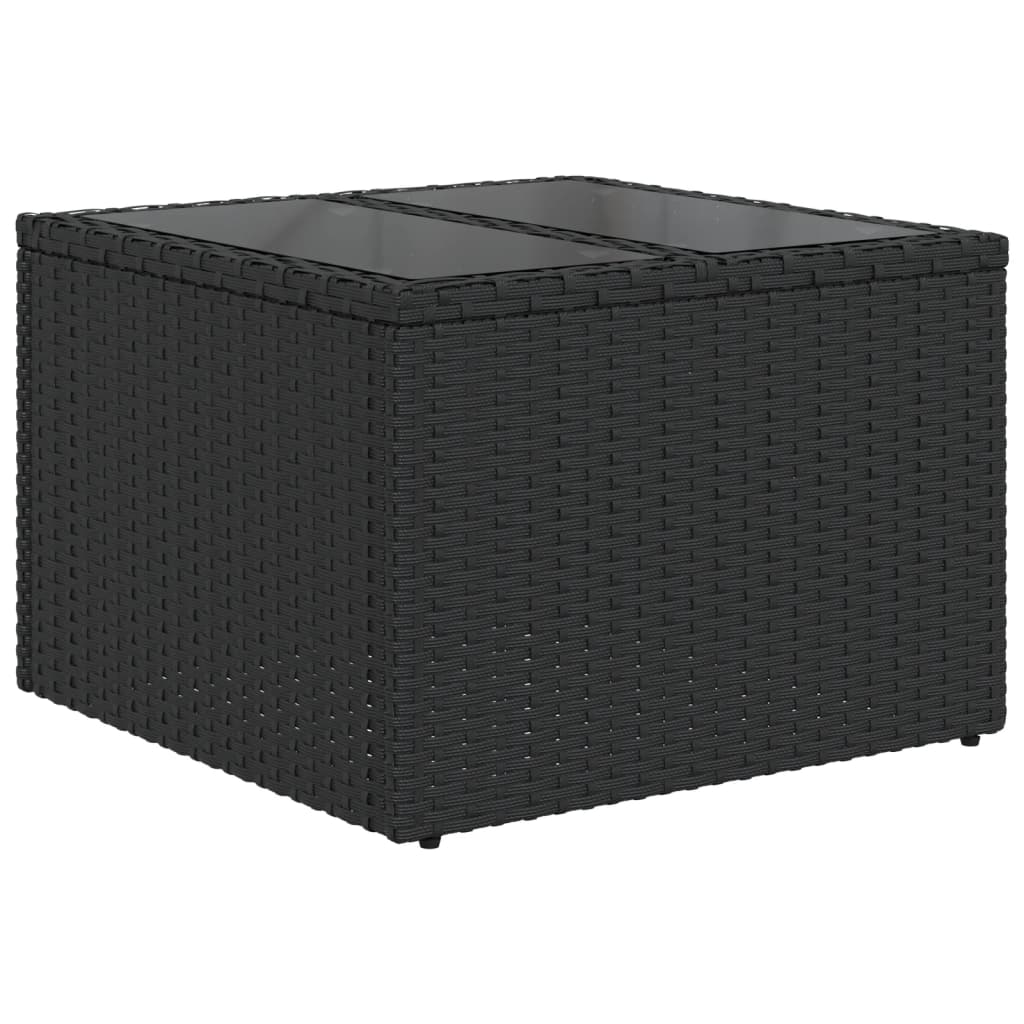 9-teiliges Gartensofa-Set mit Kissen, schwarzes Polyrattan
