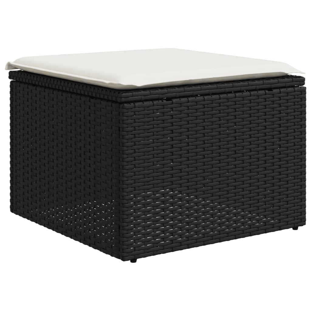 5-piece garden sofa set with cushions, black poly rattan