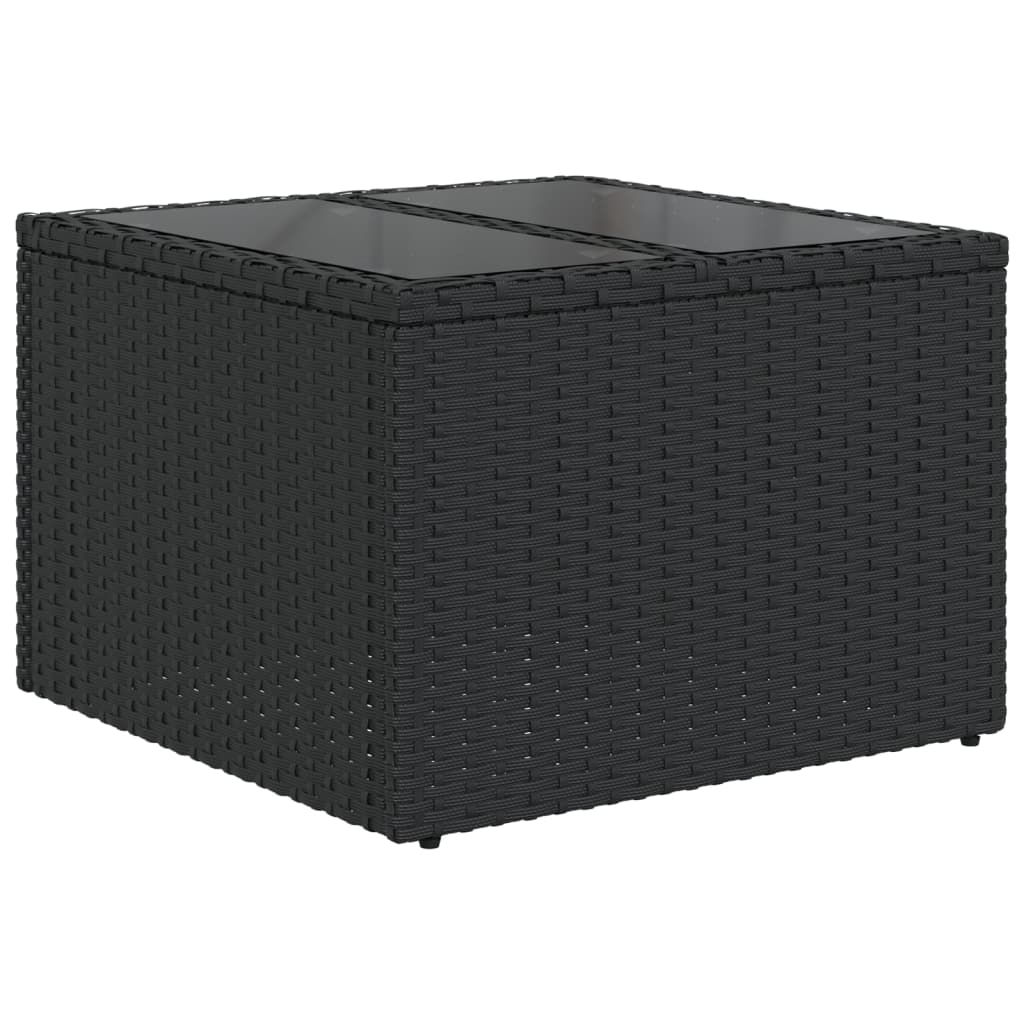 5-piece garden sofa set with cushions, black poly rattan