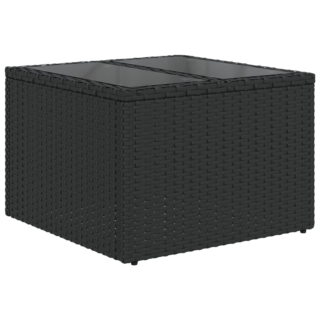 5-piece garden sofa set with cushions, black poly rattan