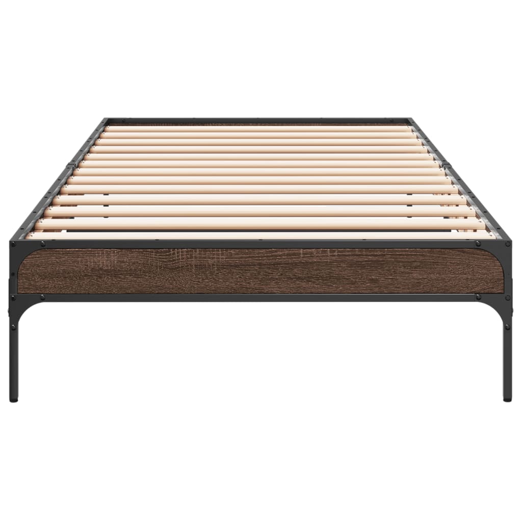 Bed frame brown oak look 90x190 cm wood material metal