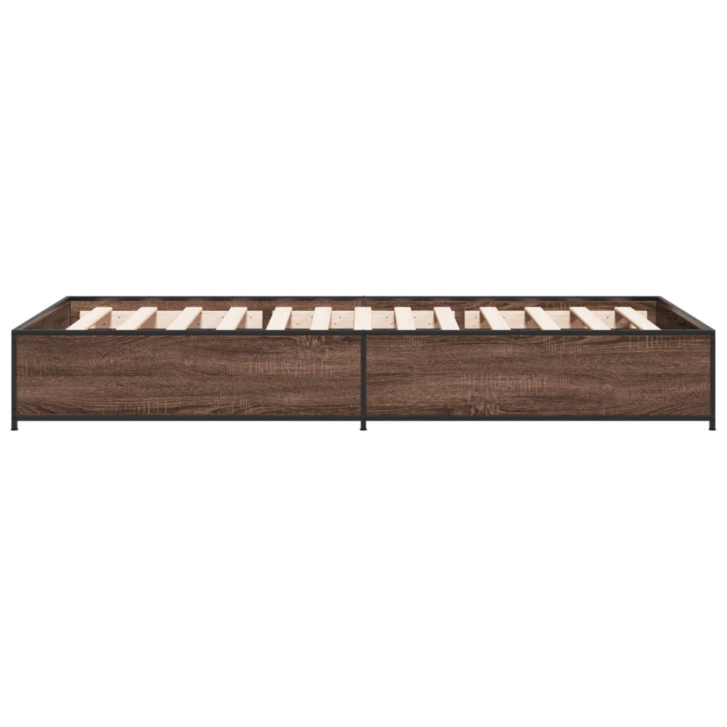 Bed frame brown oak look 90x200 cm wood material metal