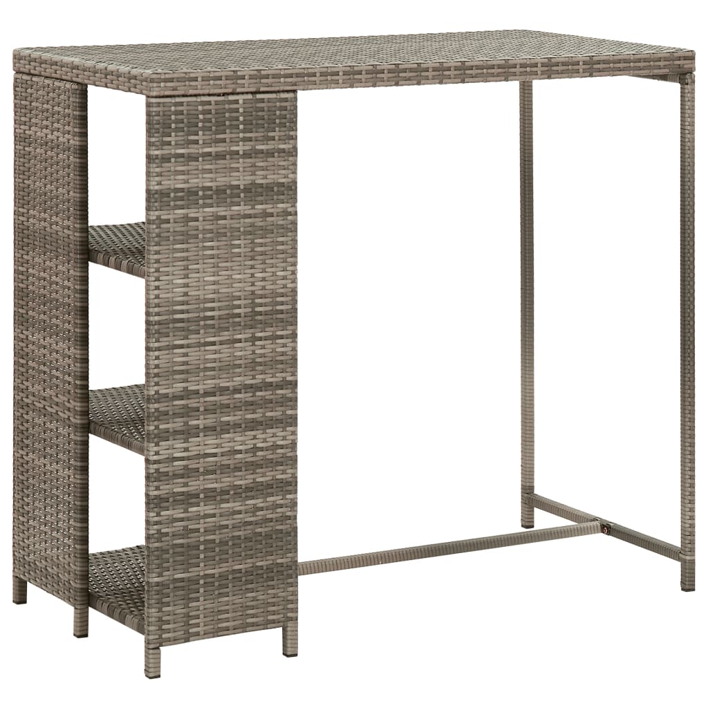 5-tlg. Gartenbar-Set mit Kissen Grau Poly Rattan