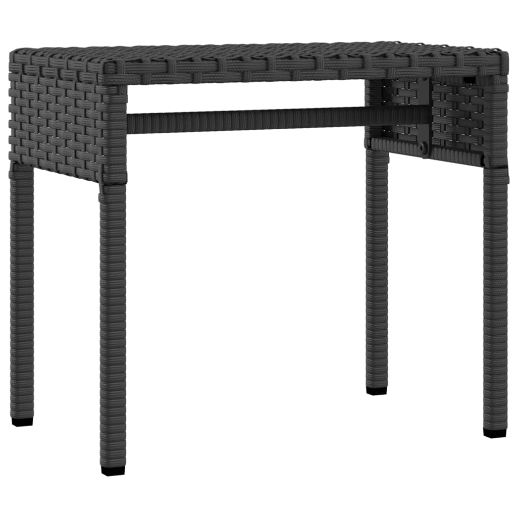 Sun loungers 2 pcs. with roof and table black poly rattan
