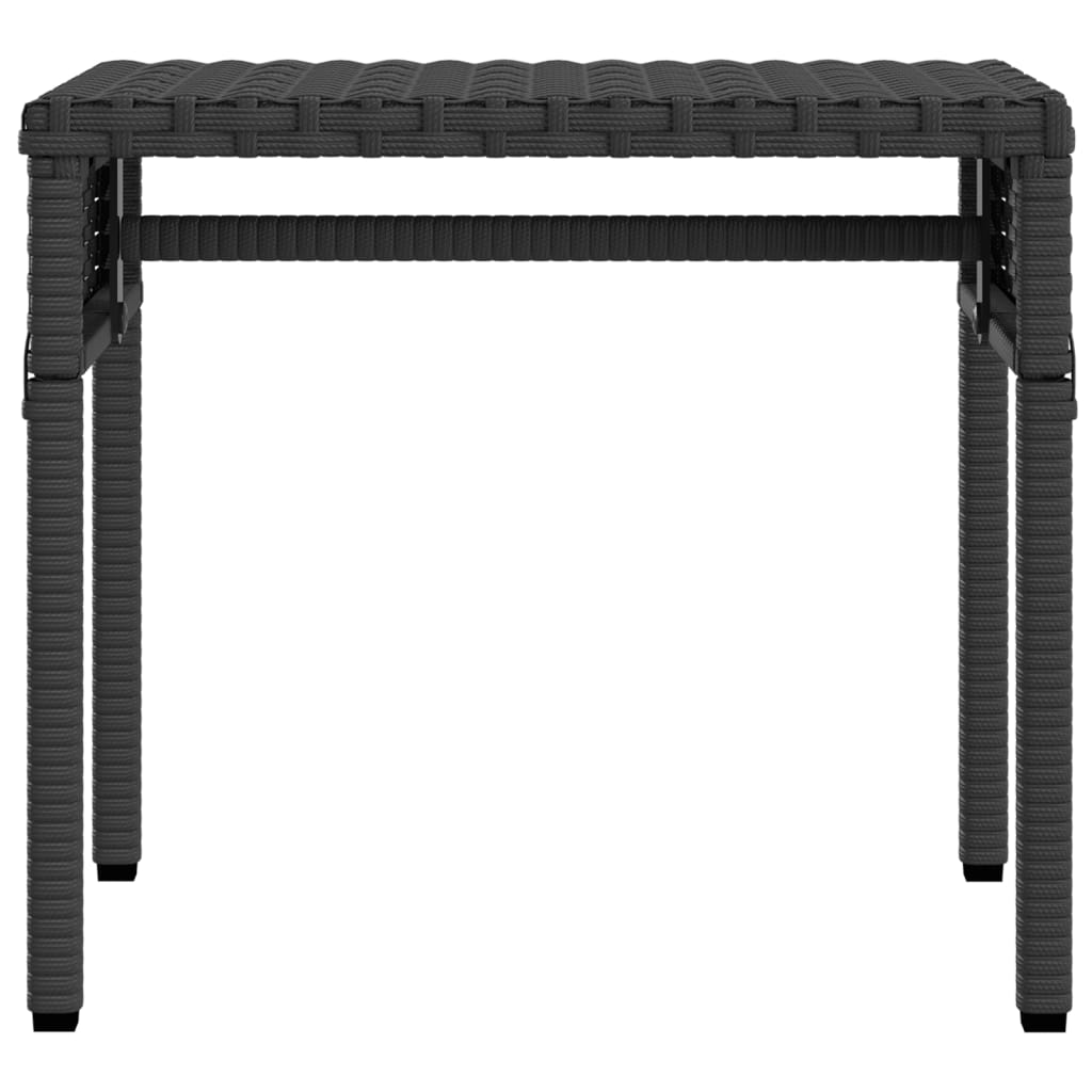 Sun loungers 2 pcs. with roof and table black poly rattan