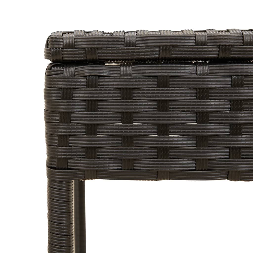 Sun loungers 2 pcs. with roof and table black poly rattan