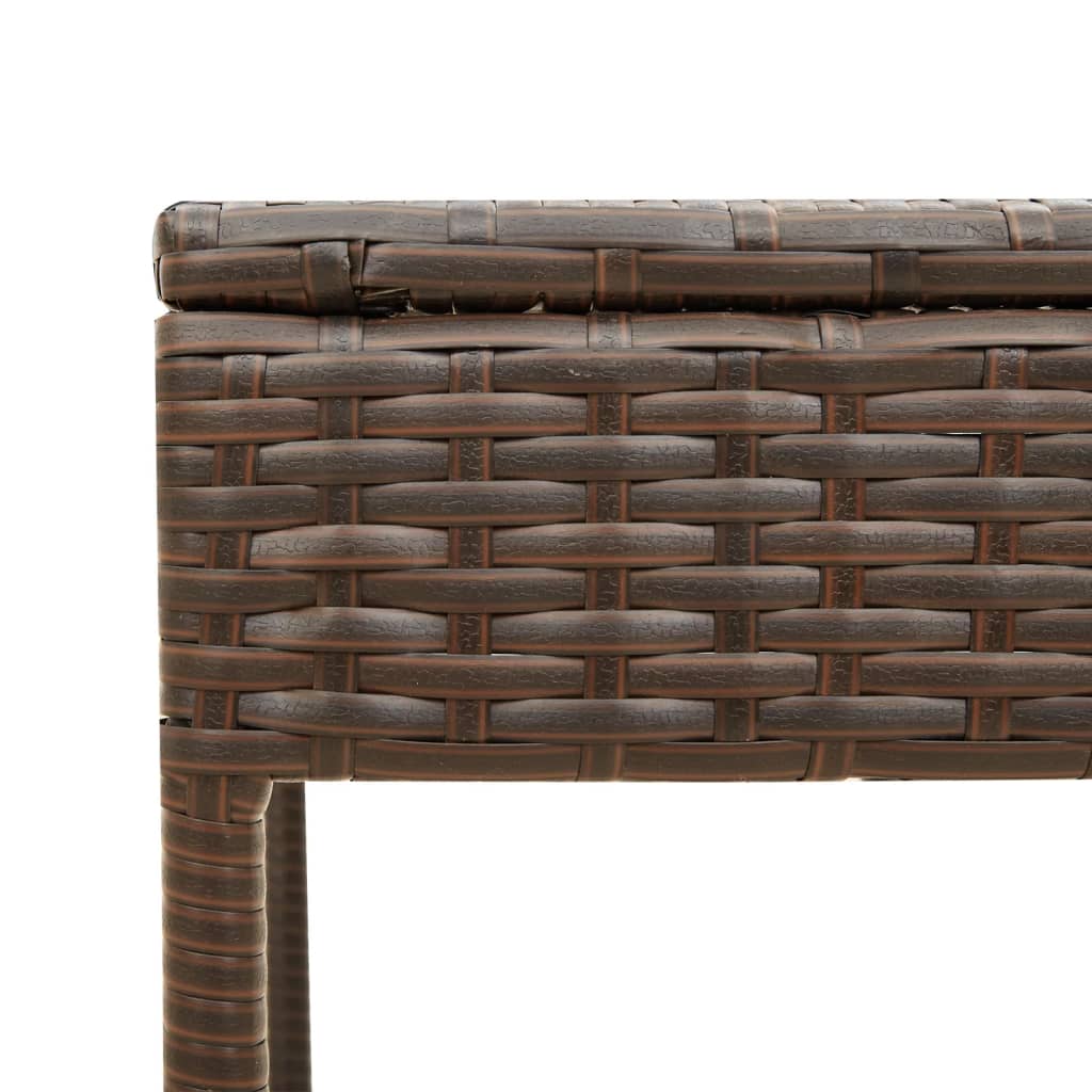 Sun loungers 2 pcs. with roof and table brown poly rattan
